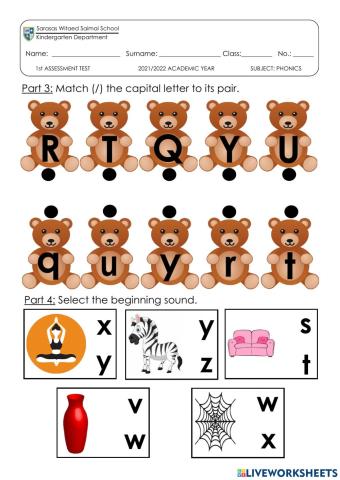 KG. 2 Phonics 2nd Term Assessment Part 2