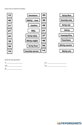 Numbers - Worksheet