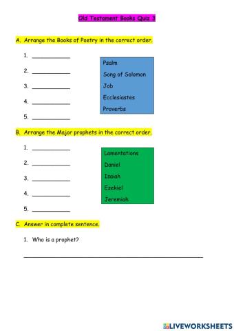 Old Testament Section Quiz 3