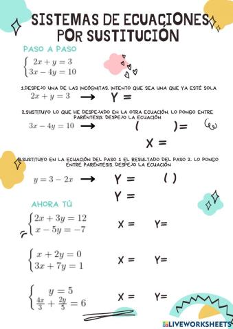 Resolución de sistemas de ecuaciones por sustitución