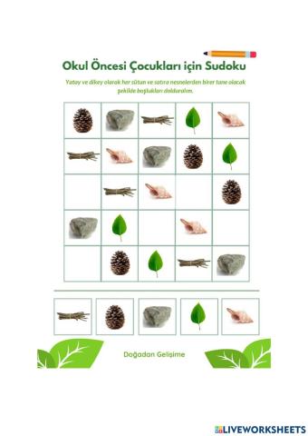 Okul öncesi sudoku çalışması