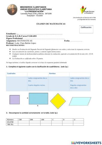 Examen de matematicas