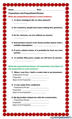 Prepositions and Prepositional Phrases