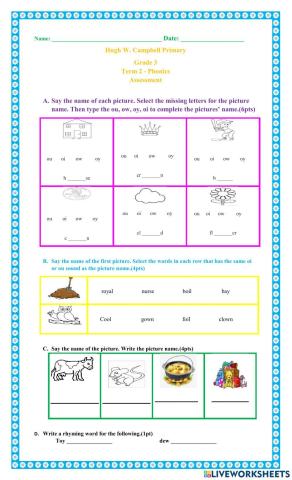 Diphthong Quiz 3