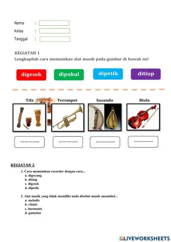 LKPD Memainkan alat musik campuran