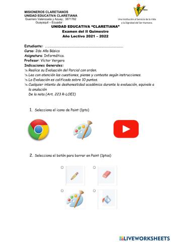 Examen 2Q- 2do basica 2021