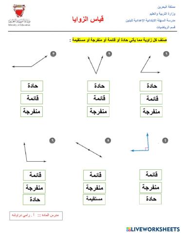 انواع الزوايا