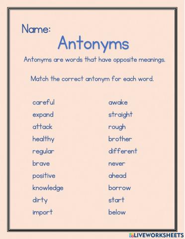 Antonyms & Synonyms