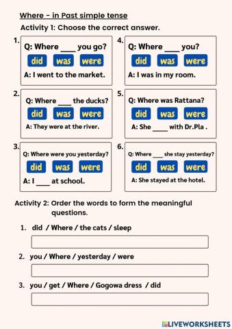 Where - in Past simple tense