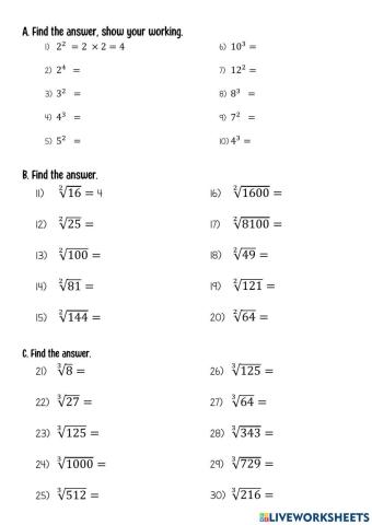 Square and Cube Root of a number.