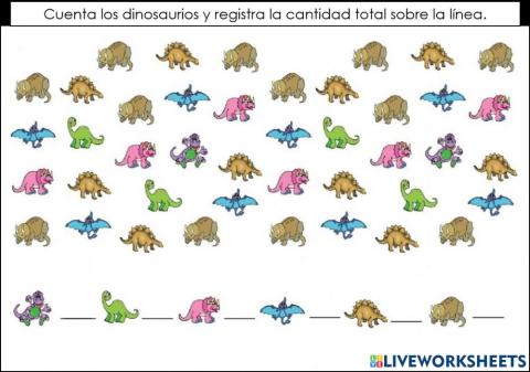 Cuenta los dinosaurios de cada grupo