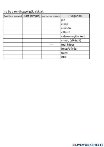 Irregular Verbs