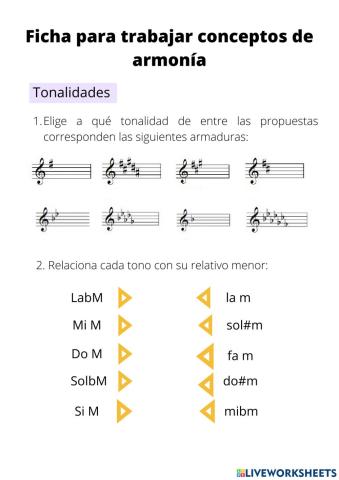 Ficha para trabajar conceptos de armonía