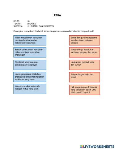 UH PPKn Kelas 6 Tema 8 Subtema 2