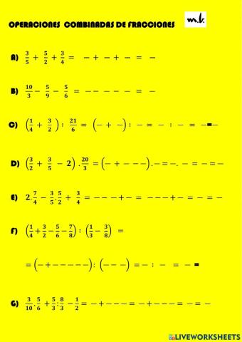 Operaciones combinadas con fracciones