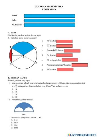 Ulangan Harian Lingkaran