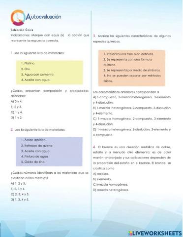 Clasificación de la Materia