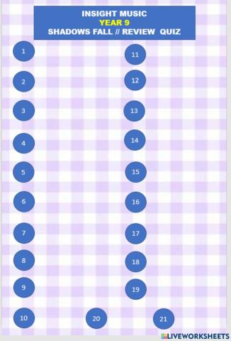 Year 9 Shadows Fall Review Quiz