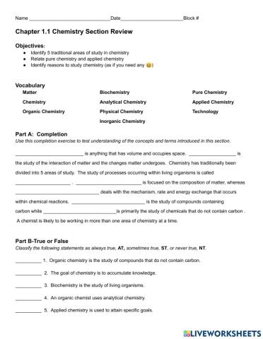 Chemistry 1.1 Review