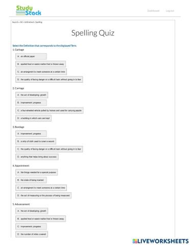 Spelling quiz