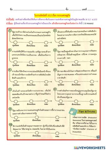 ใบงานอัตนัยที่ 10.2 เรื่อง ระบบเศรษฐกิจ