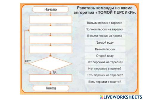 Алгоритм -Помой персики-