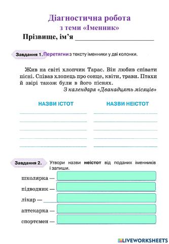 Діагностична робота ІІ варіант