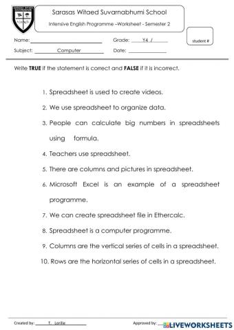 Y4 Spreadsheet