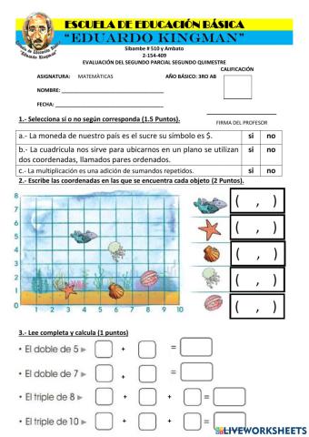 Evaluación  de Matematicas