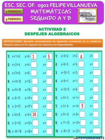 Despejes algebraicos