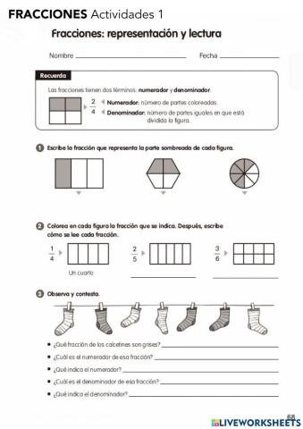 Fracciones: representación y lectura