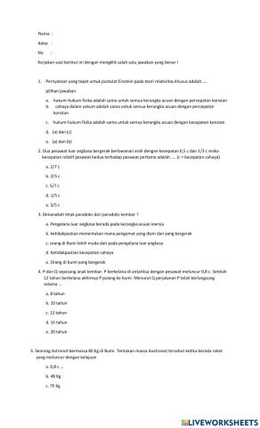 Latihan Soal Relativitas