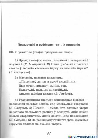 Правапіс суфікса СК у прыметніках