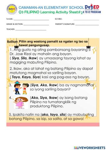 Q3 Week1 FILIPINO PRETEST 2