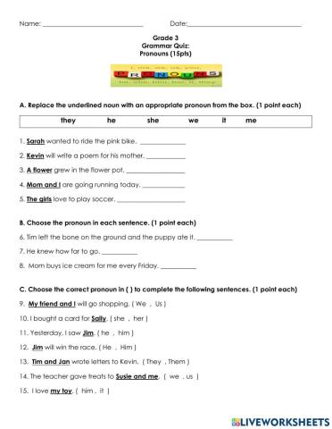 Pronouns Quiz 1