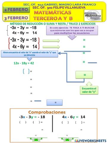 Método de reducción, ejercicios