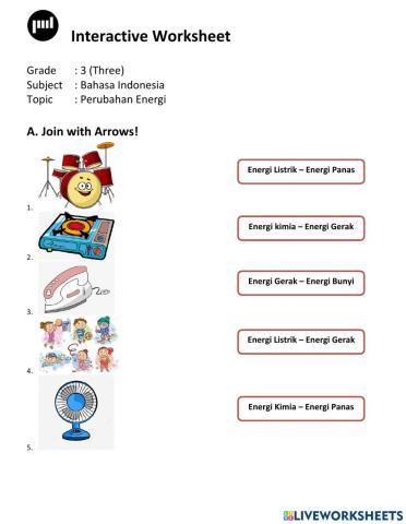 Interactive worksheet about Energy