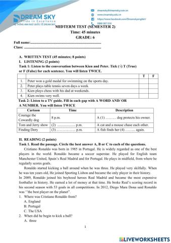 Midterm Test - Grade 6 (2)