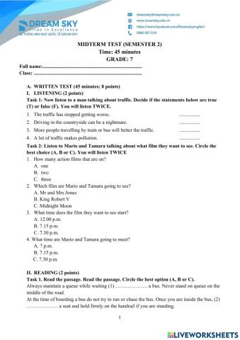 Midterm Test - Grade 7 (1)