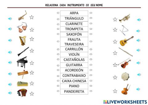 Relaciona os instrumentos co seu nome