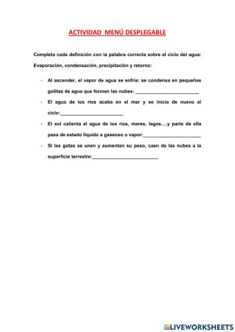 Tarea 4.2 - Liveworksheets - menú desplegable