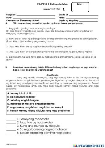 Q3 filipino summative test 1