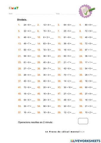 Calcul divisions