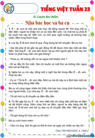 Tập đọc - Nhà bác học và bà cụ