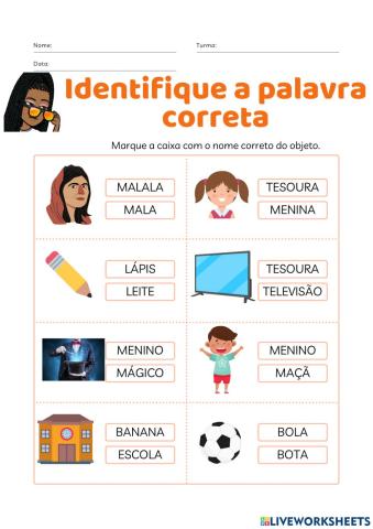 Identificando a palavra correta