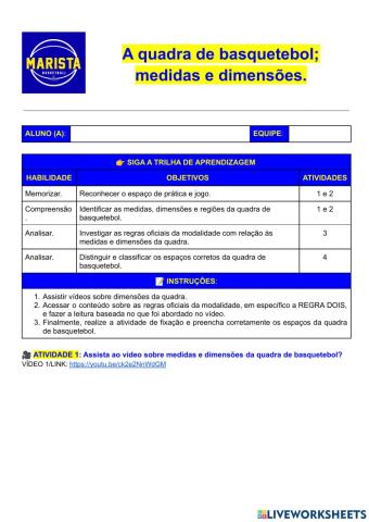 Os espaços da quadra de basquetebol