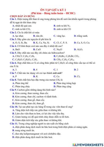 ÔN TẬP - HÓA 9 - Giữa kỳ 2