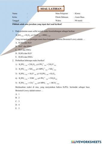 Latihan Soal Asam Basa