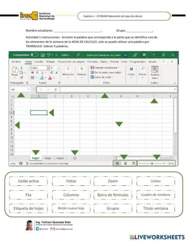 Partes de la ventana de la hoja electrónica