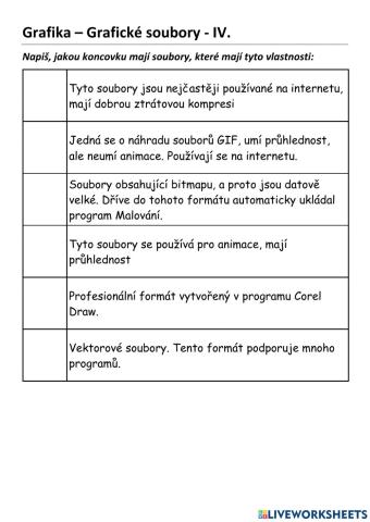 ICT - grafika - koncovky souborů